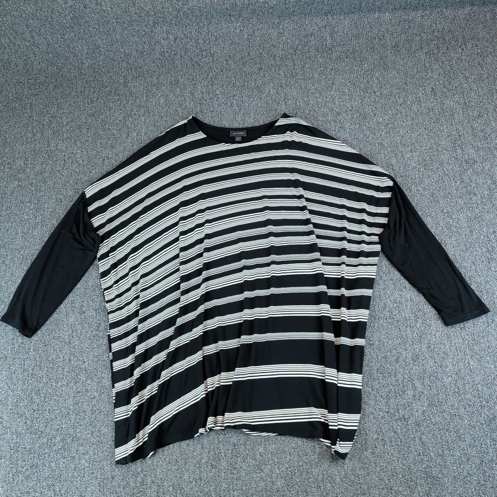 J. Jill Wearever Oversized Batwing Stripe Tunic Top Womens 2X Black White — photo 2